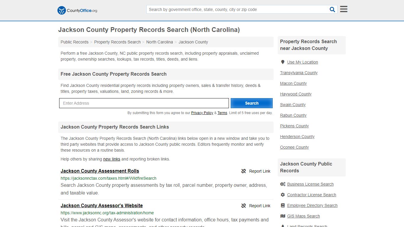 Property Records Search - Jackson County, NC (Assessments ...